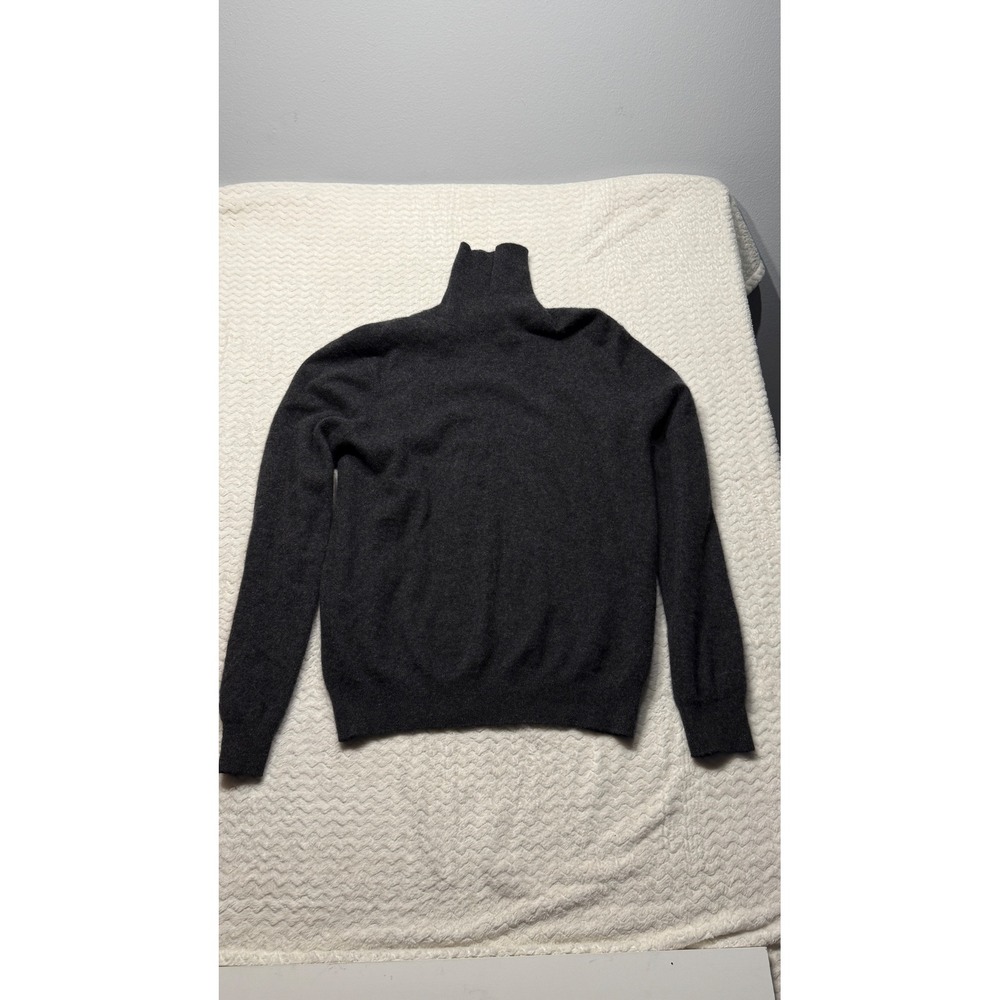 Saks Fifth Avenue Women Cashmere Turtleneck Sweater Charcoal Gray Large L 4654
